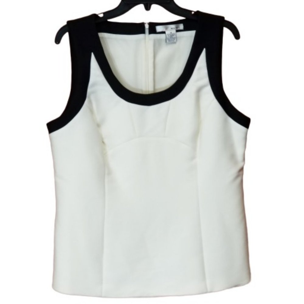 NWOT WD NY Ivory & Black Sleeveless Tailored Top